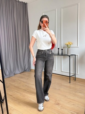 Size Özgü Kahve Tint Bel Detay Jean