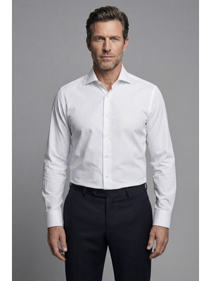 Bisse Regular Fit Klasik Italyan Yaka Beyaz Cepsiz Erkek Gömlek GMKLS4KBI242057_D01