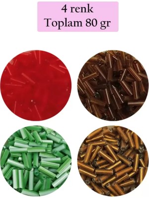 Just Cheap Store Uzun Boru Kesme Boncuk Çap 2mm Uzunluk 10 mm - 4 Renk - Toplam 80 Gram - BNC431
