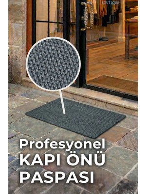 Florone Carpet Tiles Orion Baskısız | Kaymaz Taban | Nem ve Toz Alıcı Kapı Önü Paspası Antrasit 50X70 cm