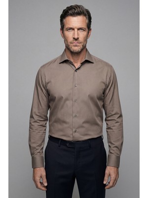 Bisse Modern Fit Klasik Yaka Açık Kahve Cepsiz Erkek Gömlek GMKLS4KC242058_10