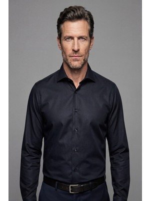 Bisse Regular Fit Klasik Italyan Yaka Siyah Cepsiz Erkek Gömlek GMKLS4KBI242039_D99