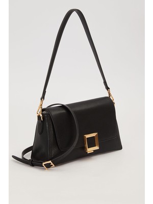 Lale Butik Levidor Luxury 3 Bölmeli Yumuşak Deri Ek Askılı Deri Çanta 930867 Siyah