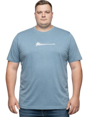 Battal Moda Battalmoda Erkek Büyük Beden Prada Mavisi Bisiklet Yaka Kısa Kollu Mimi Tişört 5xl-6xl-7xl-8xl