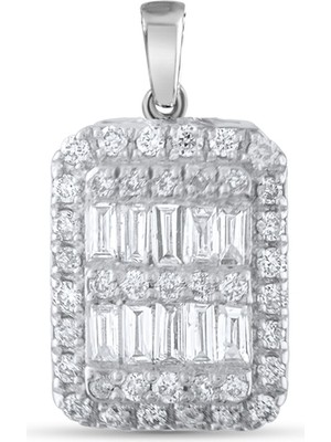 Lial Diamond Paylaş   0.12 Karat Baget Pırlanta Kolye, Doğal Pırlanta, Sertifikalı,mücevher