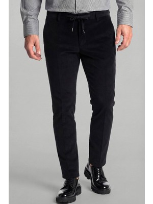 Bisse Siyah Kadife Pamuklu Likralı Esnek Rahat Jogger Erkek Pantolon PNS24K24009_D99