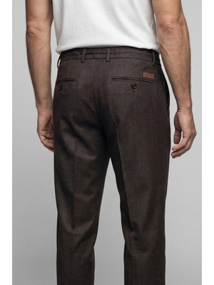 Bisse Erkek Jogger Klasik Marfil Kahve Pantolon PNS25K25204_D11