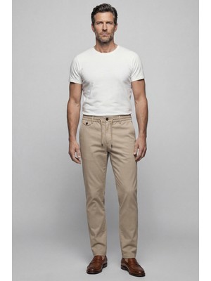 Bisse Erkek Lastikli Bağcıklı Spor Jogger Bej Pantolon PNS25K25202_D07