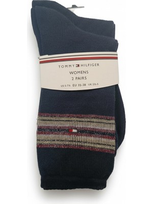 Tommy Hilfiger Th Women Sock 2p Rıb Lurex Strıp Kadın Beyaz Çorap - S701236458