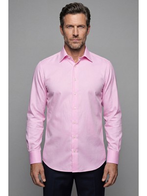 Bisse Pembe Uzun Kol Klasik Z Yaka Cepsiz Erkek Gömlek   GMKLS250040_D29