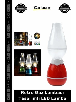 Carlburn Özel Üretim Şarjlı Üfleme Sensörlü Nostaljik Dekoratif Masa Retro Gaz Lambası Tasarımlı LED Lamba