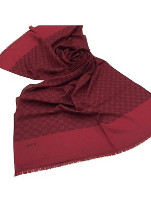 Aker Elegance Monogram Şal Bordo