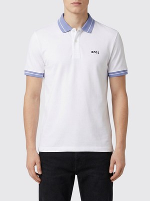 Boss Erkek Regular Fit Logo Baskılı Kısa Kollu Pamuklu Beyaz Polo Yaka T-Shirt 50559369-100