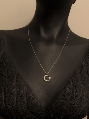 Altın Ay Yıldızlı Kolye