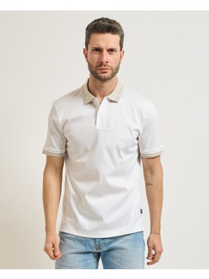 Boss Erkek Regular Fit Logo Baskılı Kısa Kollu Pamuklu Beyaz Polo Yaka T-Shirt 50559654-100
