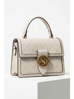 Lale Butik Levidor Ek Askılı Sert Deri Çanta 930395 Krem