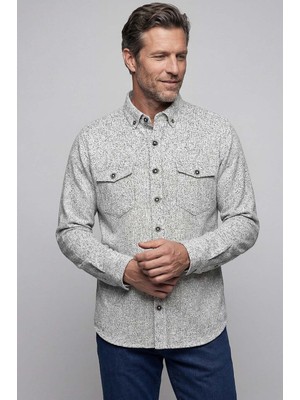 Bisse Regular Fit Uzun Kollu Flanel Pamuk Siyah Erkek Gömlek GM23Y231072_D99