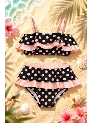 Beniizle Puan Desenli Kız Çocuk Bikini Takımı