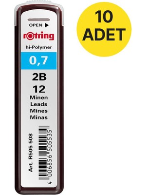 Rotring 0.7 mm 2B Kalem Ucu 10 Adet Kutu İçinde Yüksek Kalite Yazım Deneyimi