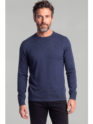 Bisse Bisse Studio Erkek Bisiklet Yaka Triko Koyu Lacivert BSTR25506_D39