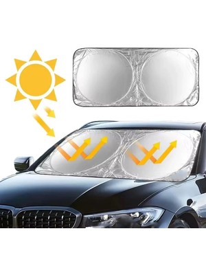 Midas Toptan Home Oto Katlanabilir Metalize Branda Ön Arka Cam Güneşliği Uv Koruma Isı Geçirmez 150X70 cm