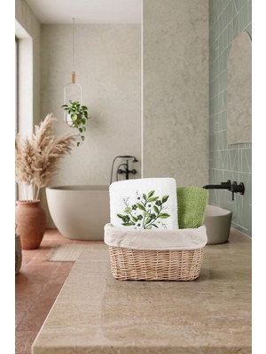 Soley Bennu Bambu | 2’li Nakışlı El ve Yüz Havlusu Seti | 50X90 cm