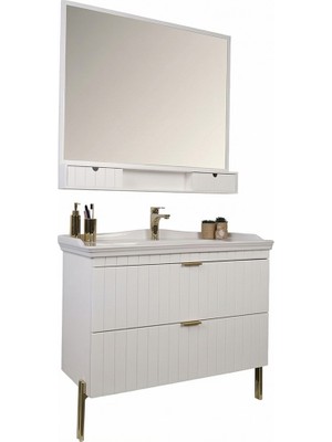 Kobos Noble 100 cm Banyo Dolabı Seti Bianco