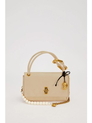 Lale Butik Levidor Premium 3 Bölmeli Büyük Boy Charm Detay Yumuşak Deri Çanta 930551 Bej