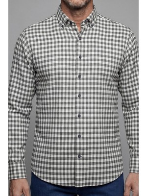 Bisse Regular Fit Flanel Mini Kareli Pamuk Antrasit Erkek Gömlek GMFLN0122300210_D58