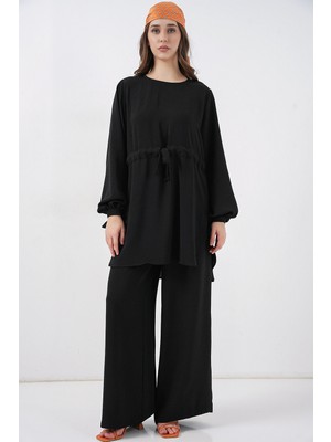 Bigdart Kadın Uzun Tunik Pantolon Ikili Takım 6719 - Siyah