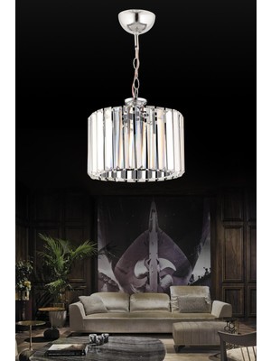 PremiumPort Şık Kristal Taşlı Gümüş Renkli Elmas Avize, Zarif Aydınlatma Parçası