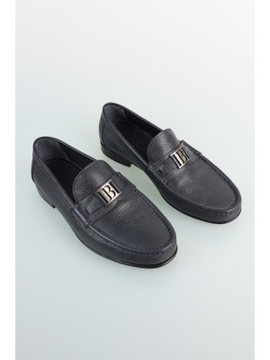 Bisse Lacivert Metal Tokalı Kösele Erkek Ayakkabı AY23Y23100_D39