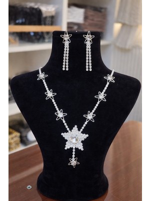 Klc Takı Model Yıldız Gelin Düğün Nişan Kolye Küpe Seti