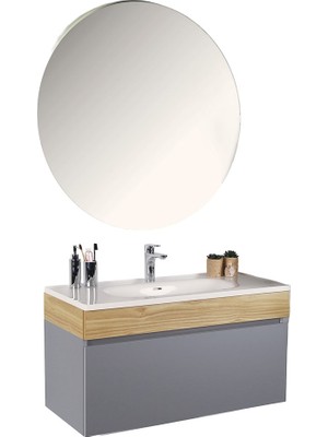 Kobos Harmony 100 cm Banyo Dolabı Seti Light Grey + Meguro