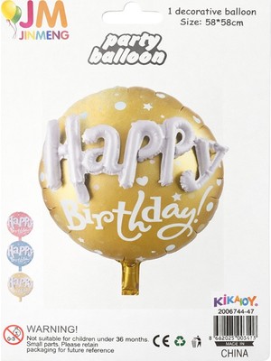 Vipfoni Kabartma Yazılı Happy Birthday Folyo Balon