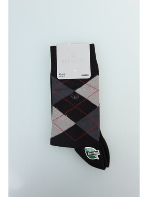 Bisse Erkek Desenli Bambu Uzun Soket Çorap Siyah CRP23K100001_D99