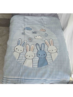 Özdilek Hello Rabbit Mavi Bebek Battaniyesi
