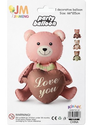 Vipfoni I Love You Kalp Ayı Folyo Balon