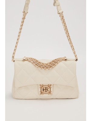 Lale Butik Levidor Luxury Inci Detay Küçük Boy Deri Çanta 930865 Krem