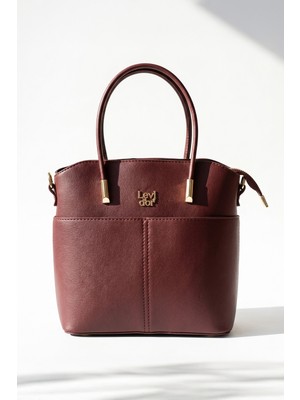 Lale Butik Levidor Kalın Askılı Önü Göz Detay Deri Çanta 930926 Bordo