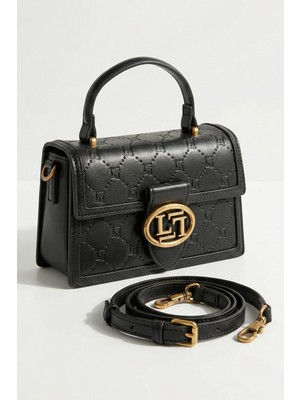 Lale Butik Levidor Ek Askılı Sert Deri Çanta 930395 Siyah