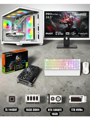 Symoon I5 14400F 16GB Ram 1tb Rtx 5060 Ti 16GB Ekran Kartlı 240MM Soğutmalı 24.5 Inç Gaming Pc