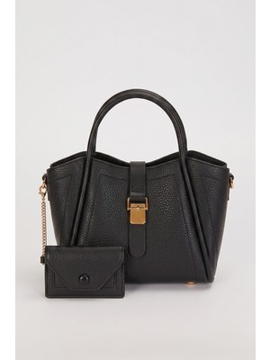 Lale Butik Levidor Premium 3 Gözlü Ek Askılı Charm Detay Yumuşak Küçük Boy Deri Çanta 930643 Siyah