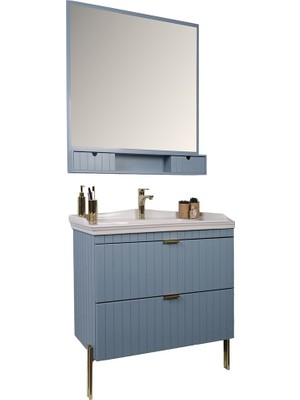 Kobos Noble 80 cm Banyo Dolabı Seti Light Blue