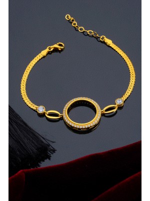 INNUENDO JEWELRY 925 Ayar Gümüş Taşlı Halka Detaylı Çeyrekli Bileklik