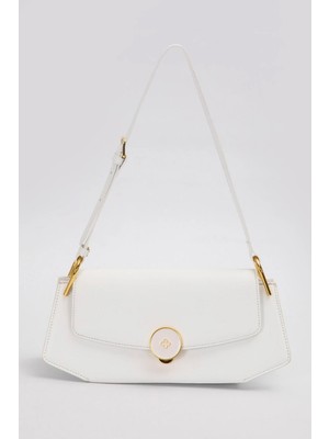 Lale Butik Levidor Premium Çift Askılı Sert Deri Çanta 930305 Beyaz