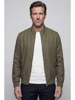 Bisse Haki Yazlık Keten Erkek Mont  MNT25Y25002_D49