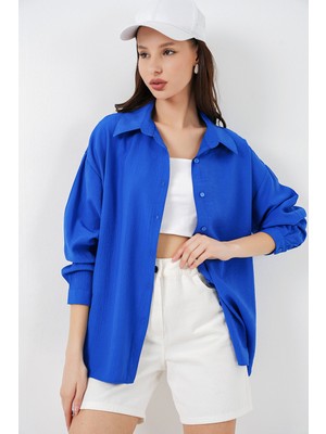 Bigdart Kadın Uzun Oversize Gömlek 20334 - Saks