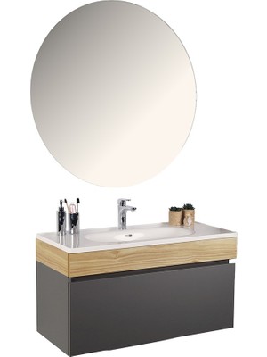 Kobos Harmony 100 cm Banyo Dolabı Seti Füme + Meguro