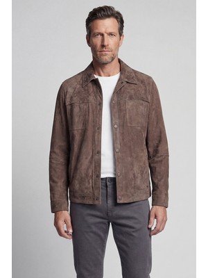 Bisse Gömlek Yaka Süet Deri Mont Vizon DM25K25201_D08